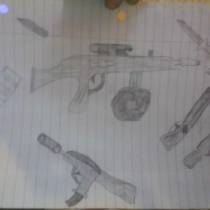 i made knifes,guns,swords,bullets and bullet case into this picture